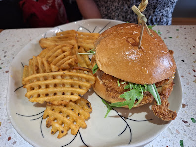 Chicken Burger with Waffle Fries