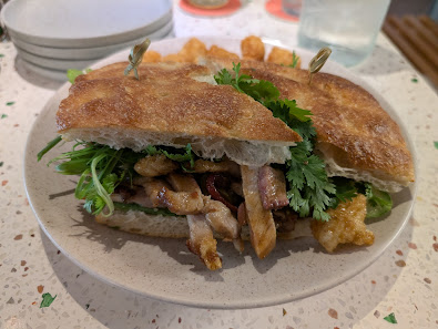 Garnished Chicken Sandwich with Fries